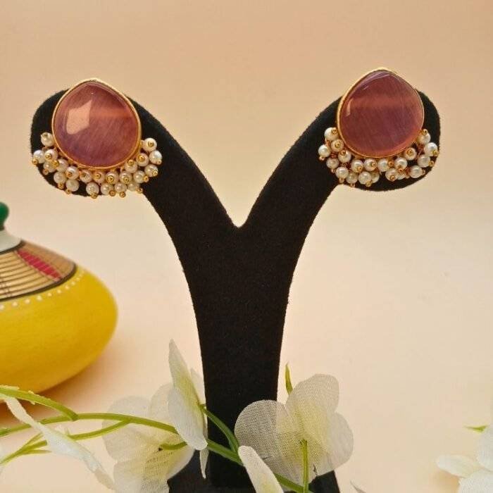 Pink Stone Studs - Image 3