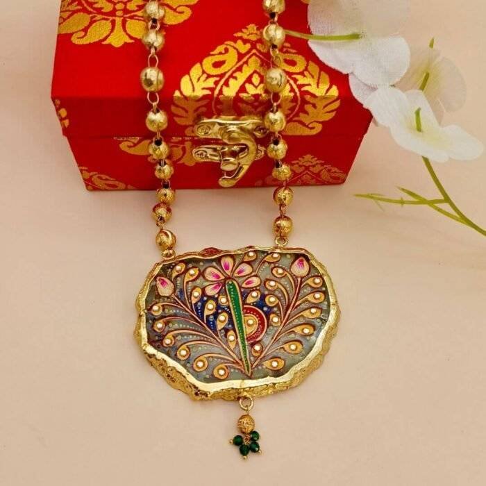 Rajputana Jewel Meenakari Agate Necklace - Image 2