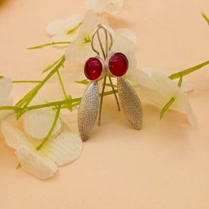 Red Drop Leaf Earring