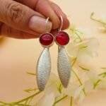 Red Drop Leaf Earring - Image 2