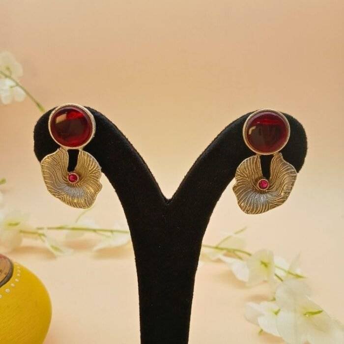 Red Petal Earrings - Image 3