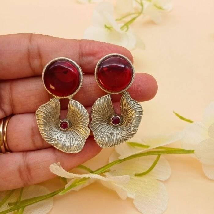Red Petal Earrings - Image 2
