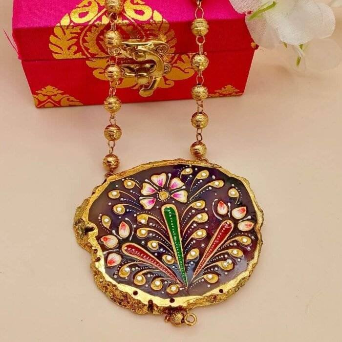 Regal Blossom Meenakari Agate Necklace - Image 2