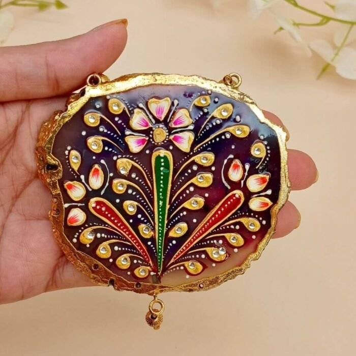 Regal Blossom Meenakari Agate Necklace - Image 3