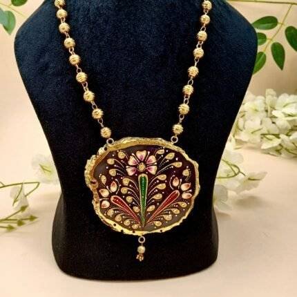 Regal Blossom Meenakari Agate Necklace