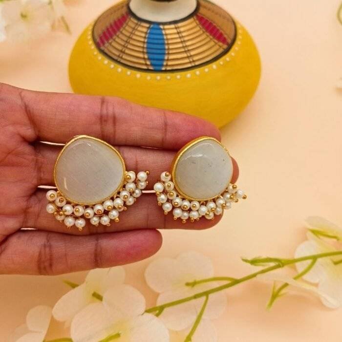 White Stone Studs - Image 2