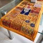 Yellow Artisan Patchwork Delight Table Runner and 6 Mats Set - Image 5