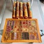 Yellow Artisan Patchwork Delight Table Runner and 6 Mats Set - Image 3