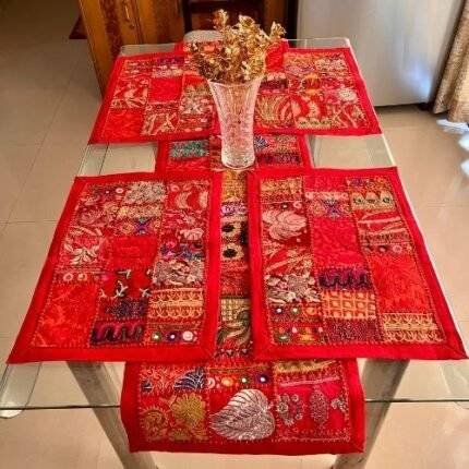 Boho Bliss Table Runner and 4 Mats Set