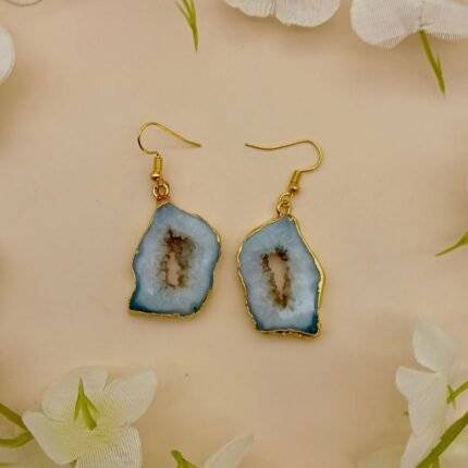 Earth Gleam Druzy Agate Slice Earring Set