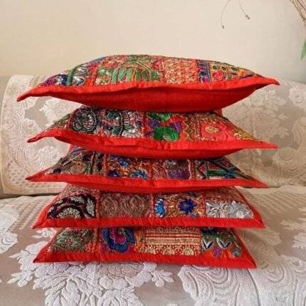 Ethnic Elegance Cushion Cover Set of 5 (16 x 16 in)