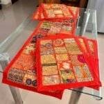 Orange Rustic Stitches Table Runner and 6 Mats Set - Image 5