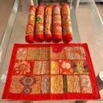 Orange Rustic Stitches Table Runner and 6 Mats Set - Image 4