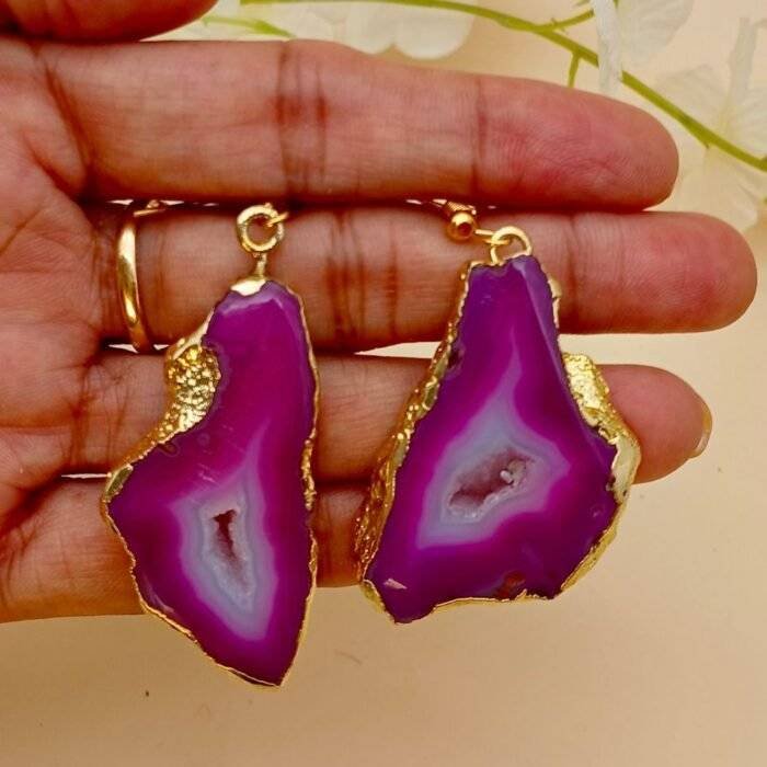 Vibe Stone Druzy Agate Slice Earring Set - Image 3