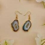 Vogue Stone Druzy Agate Slice Earring Set