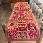 Beige Blossom Trail Table Runner and 6 Mats Set - Image 3