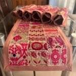 Beige Blossom Trail Table Runner and 6 Mats Set - Image 2