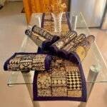 Golden Blue Symphony Table Runner and 6 Mats Set