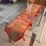 Orange Gulal Breeze Table Runner and 6 Mats Set - Image 2