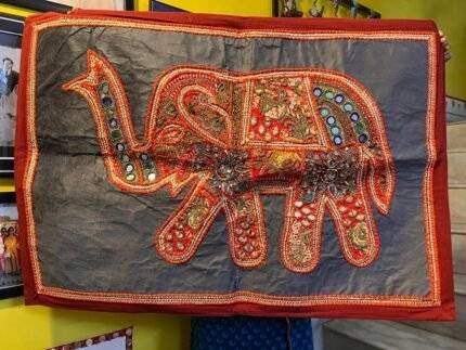 Patchwork Elephant Grey Wall Piece