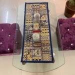 Blue Gold Patchwork Small Table Runner - Image 3