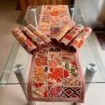 Ember Embroidery Table Runner and 6 Mats Set