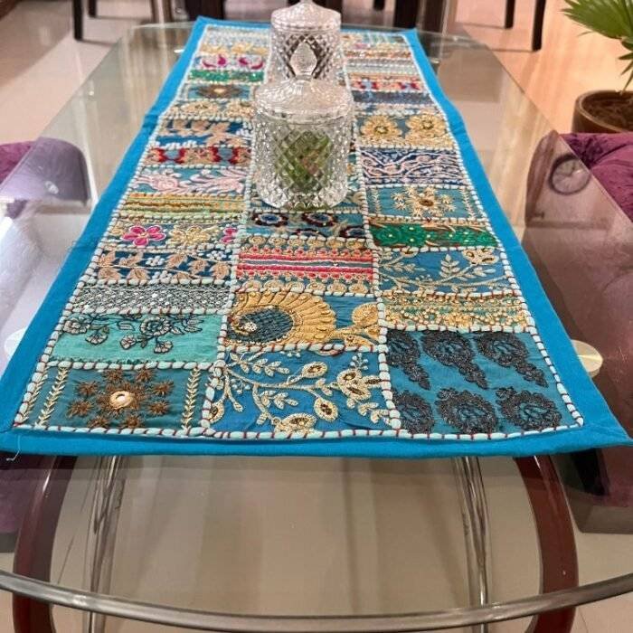 Firozi Patchwork Small Table Runner - Image 3