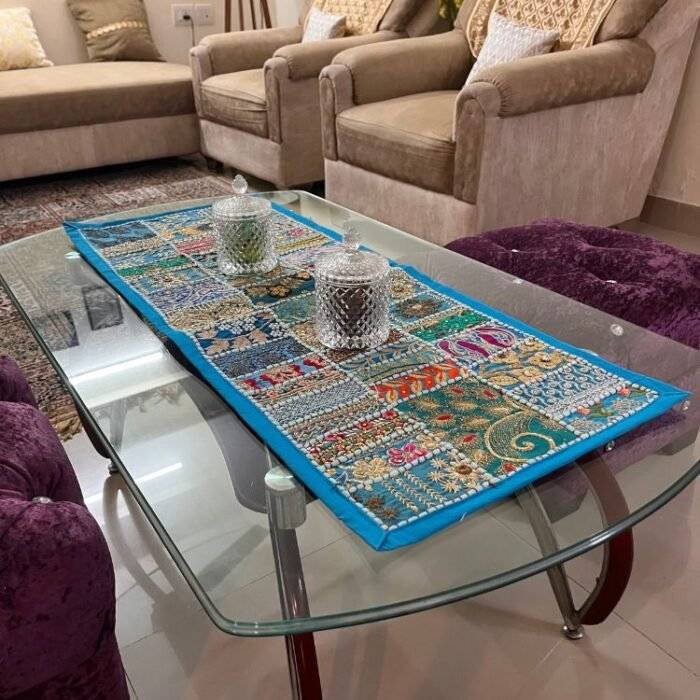 Firozi Patchwork Small Table Runner - Image 2