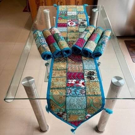 Mosaic Mirage Table Runner and 6 Mats Set