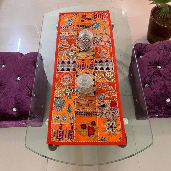 Orange Patchwork Small Table Runner - Image 4