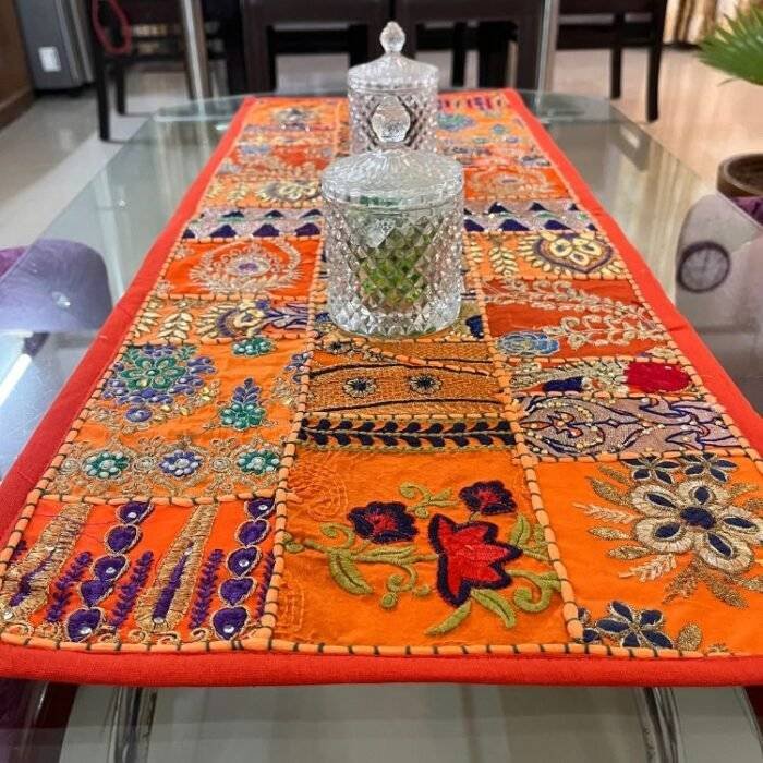 Orange Patchwork Small Table Runner - Image 3
