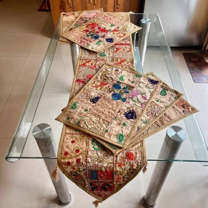 Rajasthani Reverie Table Runner and 6 Mats Set - Image 2