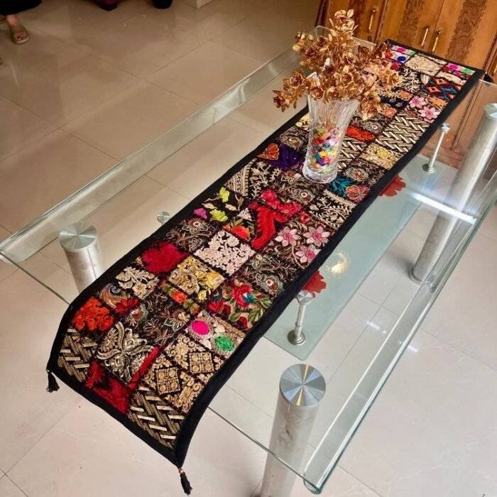 Black Tribal Treasures Table Runner and 6 Mats Set - Image 4