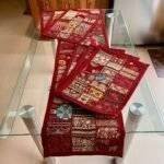 Maroon Table Runner and 6 Mats Set - Image 2