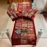 Maroon Table Runner and 6 Mats Set