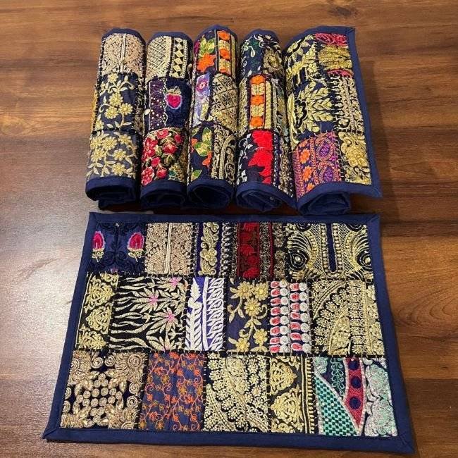 10 Blue Dining Table Mats Set of 6 - Image 1