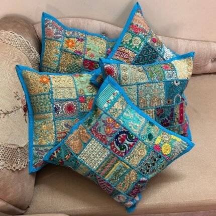 Turquoise Breeze Cushion Cover Set of 5 (16 x 16 inches)