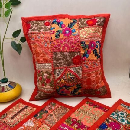 Small Orange Cushion Cover Set of 5 (12 x 12 inches)