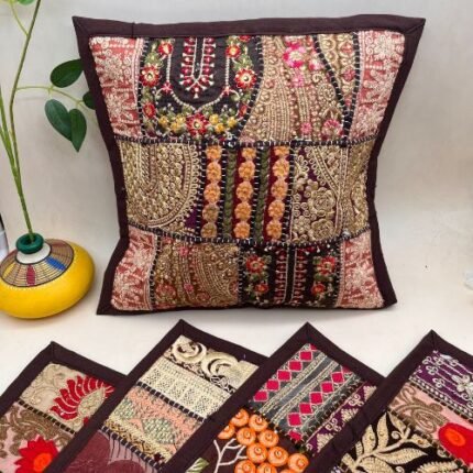 Small Coffee Cushion Cover Set of 5 (12 x 12 inches)