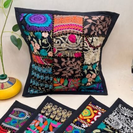 Small Black Cushion Cover Set of 5 (12 x 12 inches)
