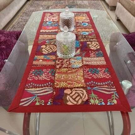 Maroon Patchwork Small Table Runner