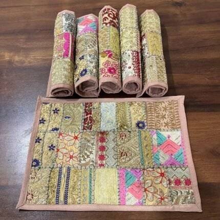 Beige Dining Table Mats Set of 6