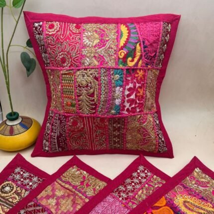 Small Magenta Cushion Cover Set of 5 (12 x 12 inches)