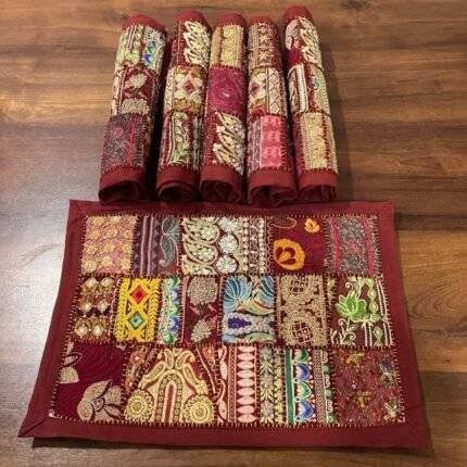 Maroon Dining Table Mats Set of 6