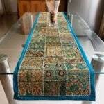 Gold N Turquoise Symphony Table Runner and 6 Mats Set - Image 3