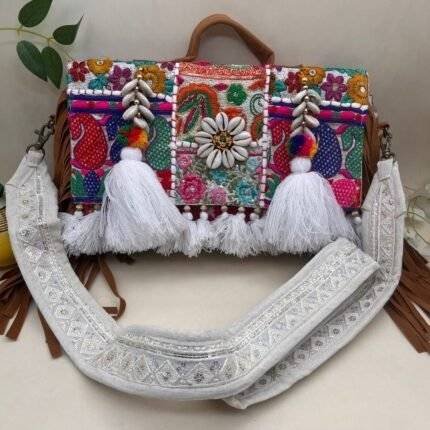 Wanderlust White Banjara Bag