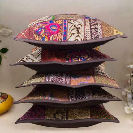 Coffee Cushion Cover Set of 5 (16 x 16 inches)
