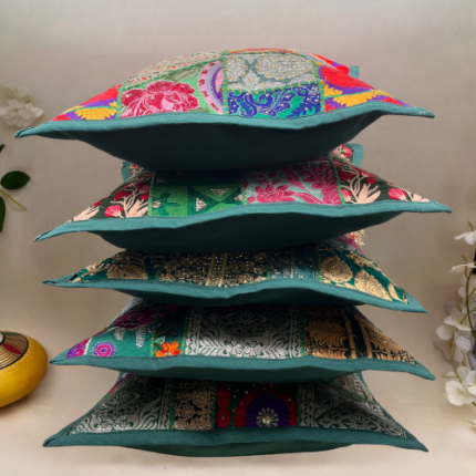 Dark Green Cushion Cover Set of 5 (16 x 16 inches)