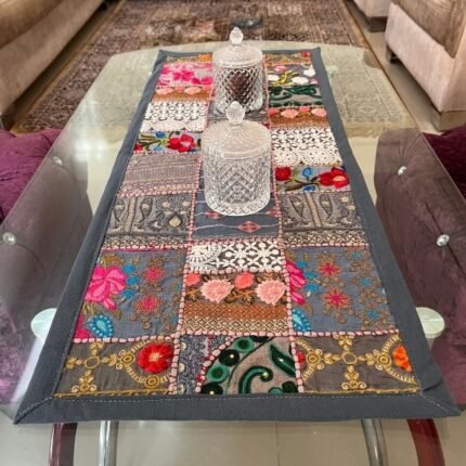 Grey Patchwork Small Table Runner