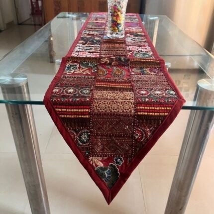 Maroon V Table Runner